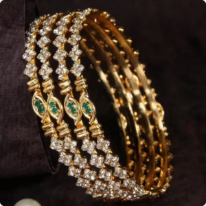MICRO GOLD AMERICAN DIAMOND BRASS BANGLE SET