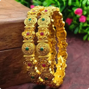 Antique Gold Plated Matte Finish Bangle set