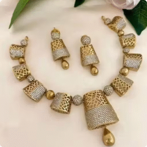 PREMIUM QUALITY MATTE FINISH AD STONE NECKLACE WITH EARRING